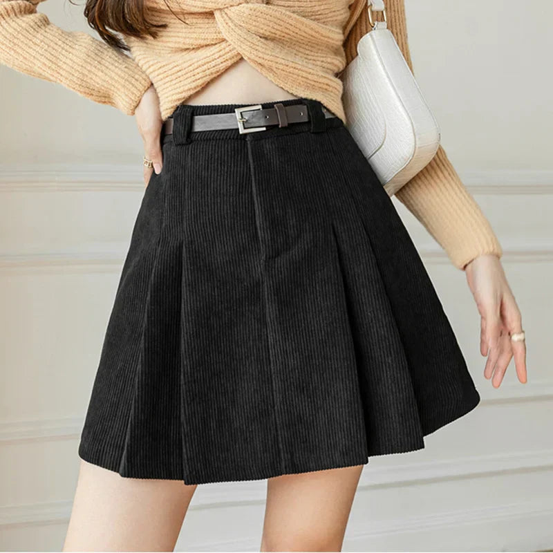 High-Waisted Corduroy Skirt
